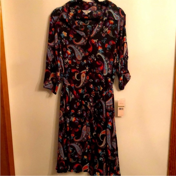 Nanette Lepore black teal print dress Size 14 - Picture 2 of 10